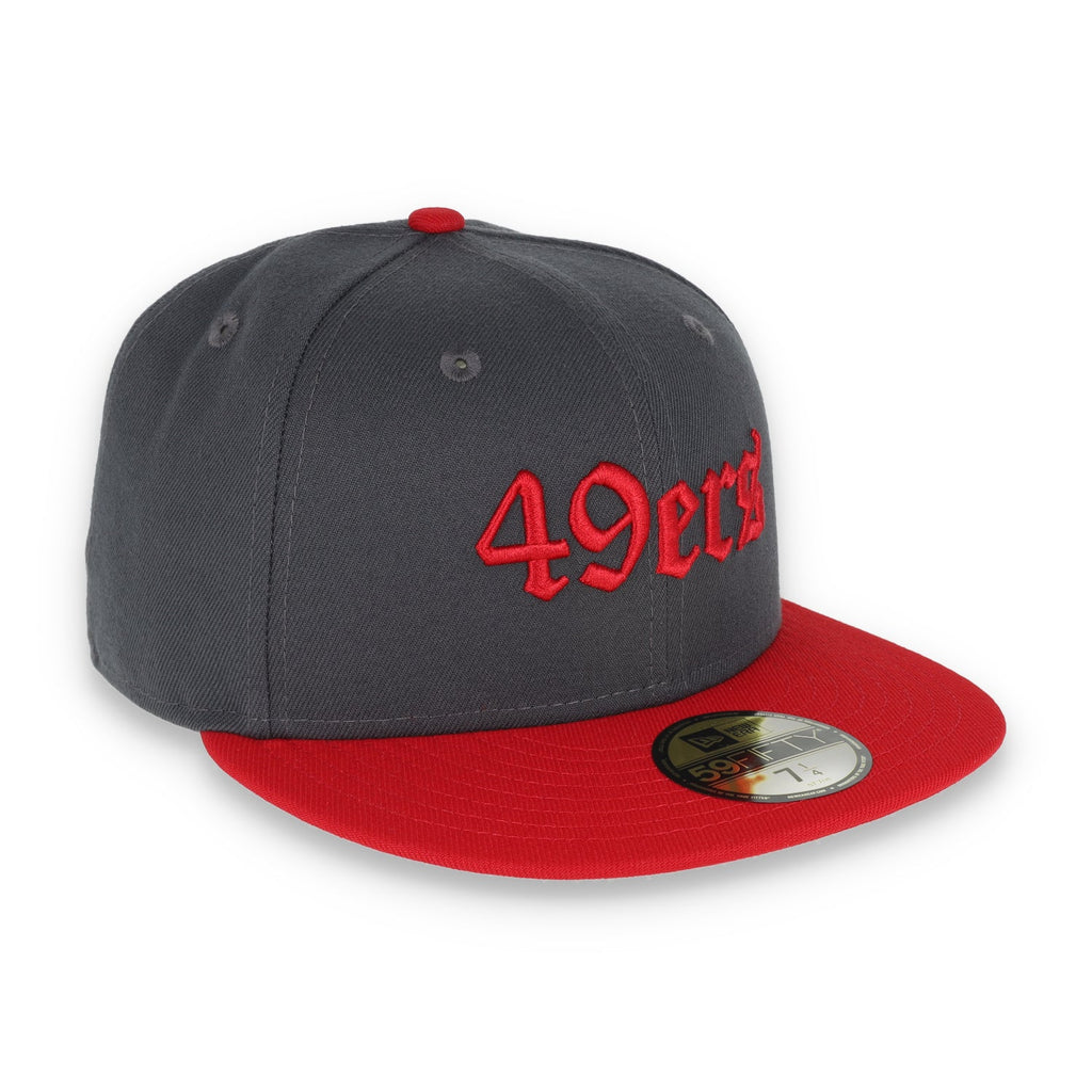 New Era San Francisco 49Ers Gothic Script 2Tone 59Fifty Fitted- Heather Grey/Red product image 6, provided for visual
