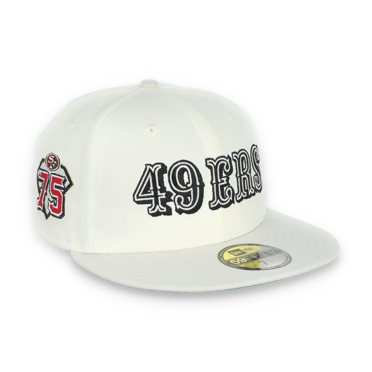 New Era San Francisco 49Ers 75Th Anniversary Side Patch Script 59Fifty Fitted Hat-Chrome product image 1, provided for