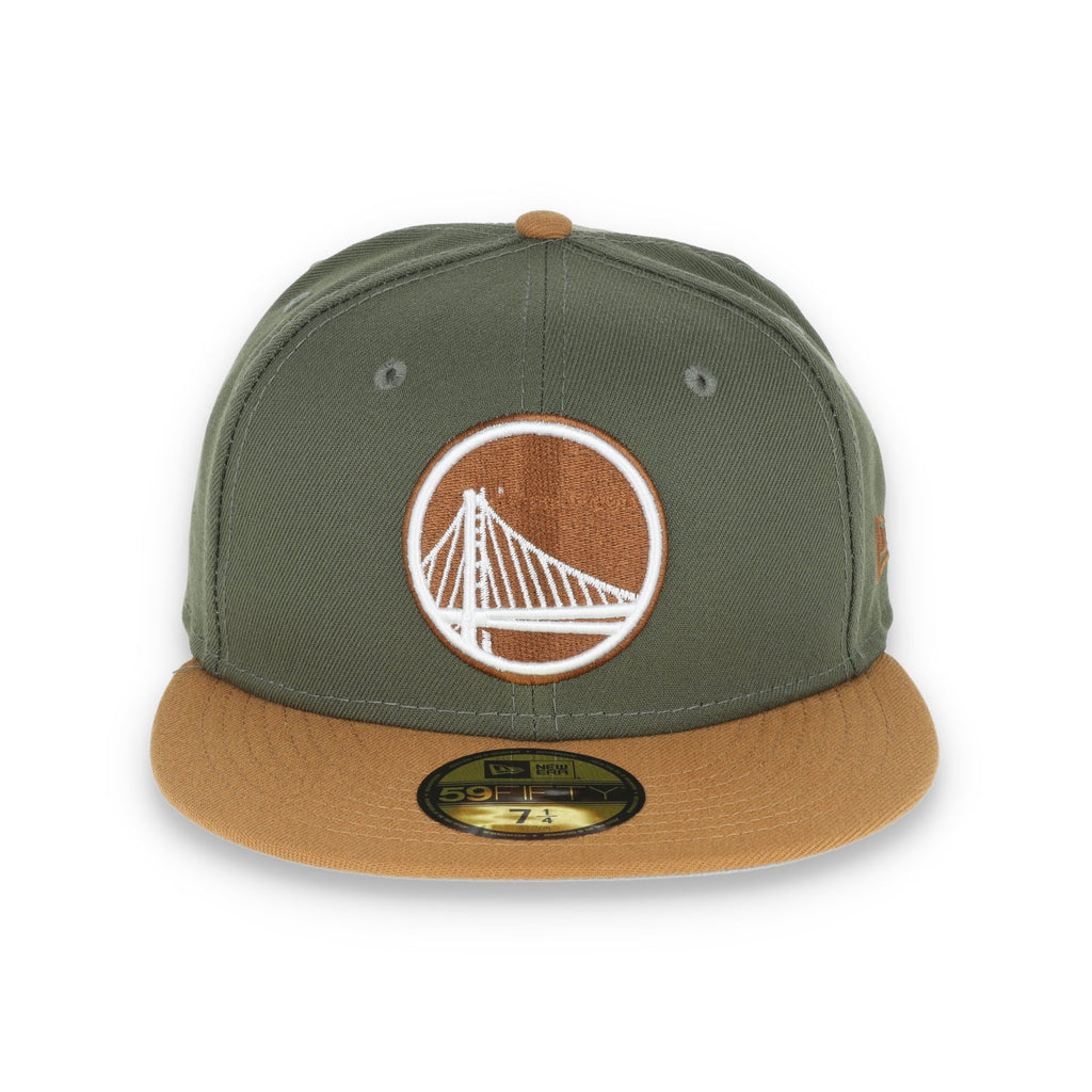 New Era Golden State Warriors Color Pack 2Tone 59Fifty Fitted Hat- Olive/Tan product image 2, provided for visual reference