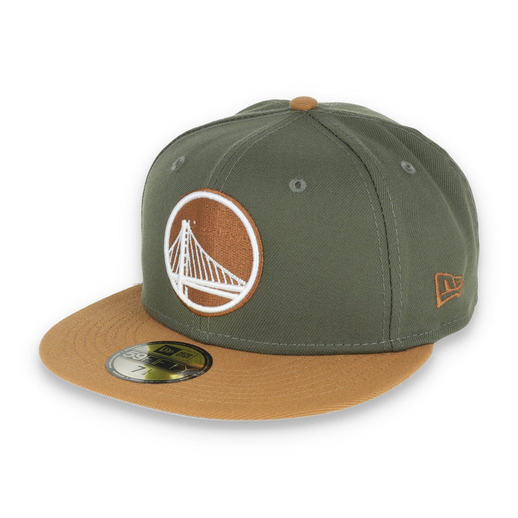 New Era Golden State Warriors Color Pack 2Tone 59Fifty Fitted Hat- Olive/Tan product image 3, provided for visual reference