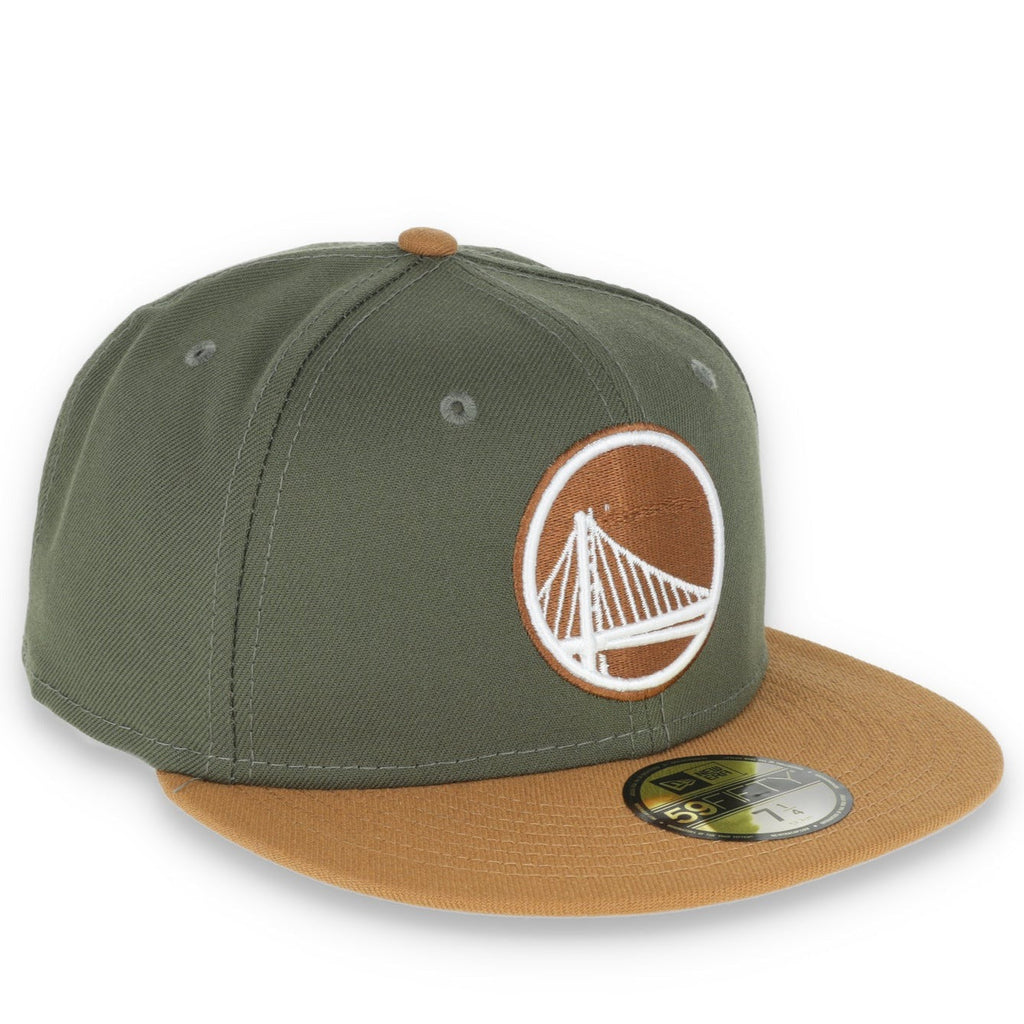 New Era Golden State Warriors Color Pack 2Tone 59Fifty Fitted Hat- Olive/Tan product image 1, provided for visual reference