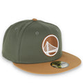 New Era Golden State Warriors Color Pack 2Tone 59Fifty Fitted Hat- Olive/Tan product image 1, provided for visual reference