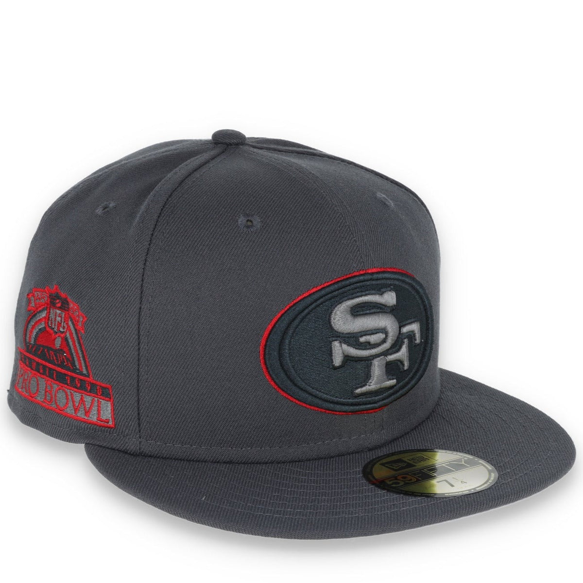 New Era San Francisco 49Ers 1990 Pro Bowl Side Patch Script 59Fifty Fitted Hat-Grey/Red product image 1, provided for visual
