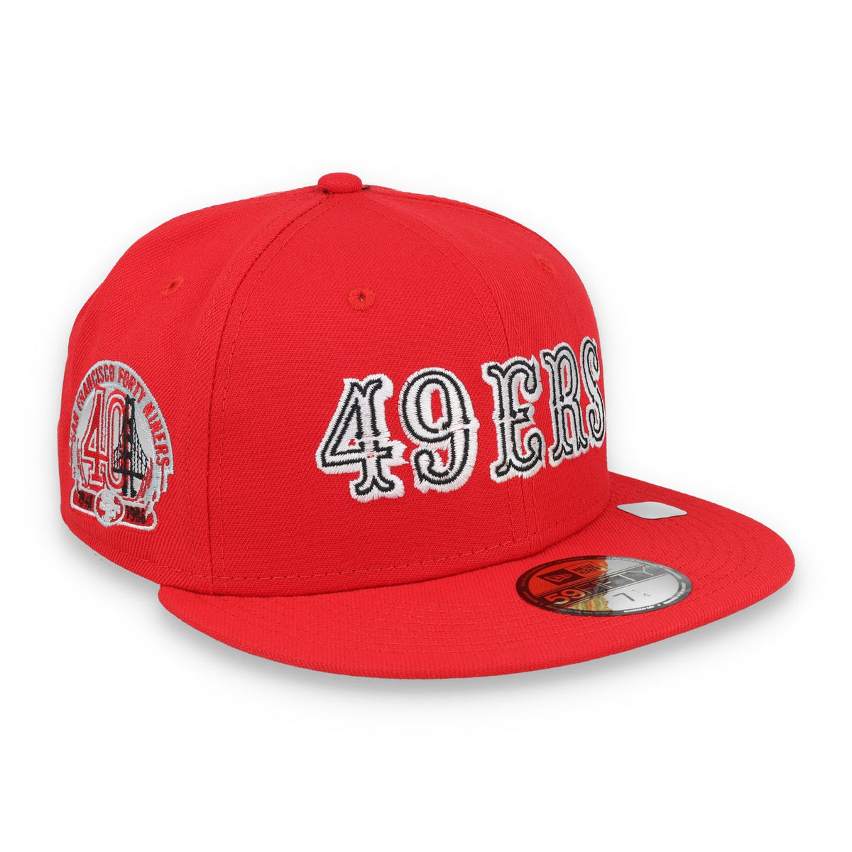 New Era San Francisco 49Ers 40Th Anniversary Side Patch Script 59Fifty Fitted Hat-Red product image 1, provided for visual