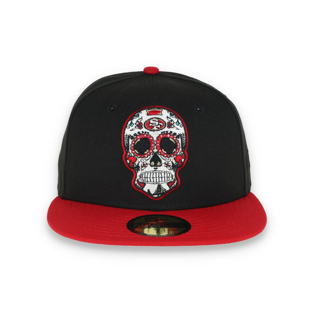 New Era San Francisco 49Ers Sugar Skull 59Fifty Fitted Hat-Black/Scarlet product image 2, provided for visual reference and