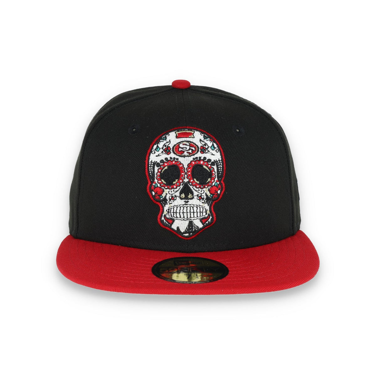 New Era San Francisco 49Ers Sugar Skull 59Fifty Fitted Hat-Black/Scarlet product image 2, provided for visual reference and