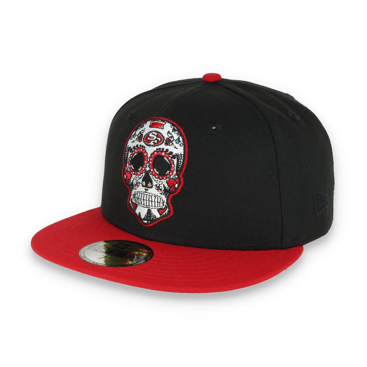 New Era San Francisco 49Ers Sugar Skull 59Fifty Fitted Hat-Black/Scarlet product image 3, provided for visual reference and