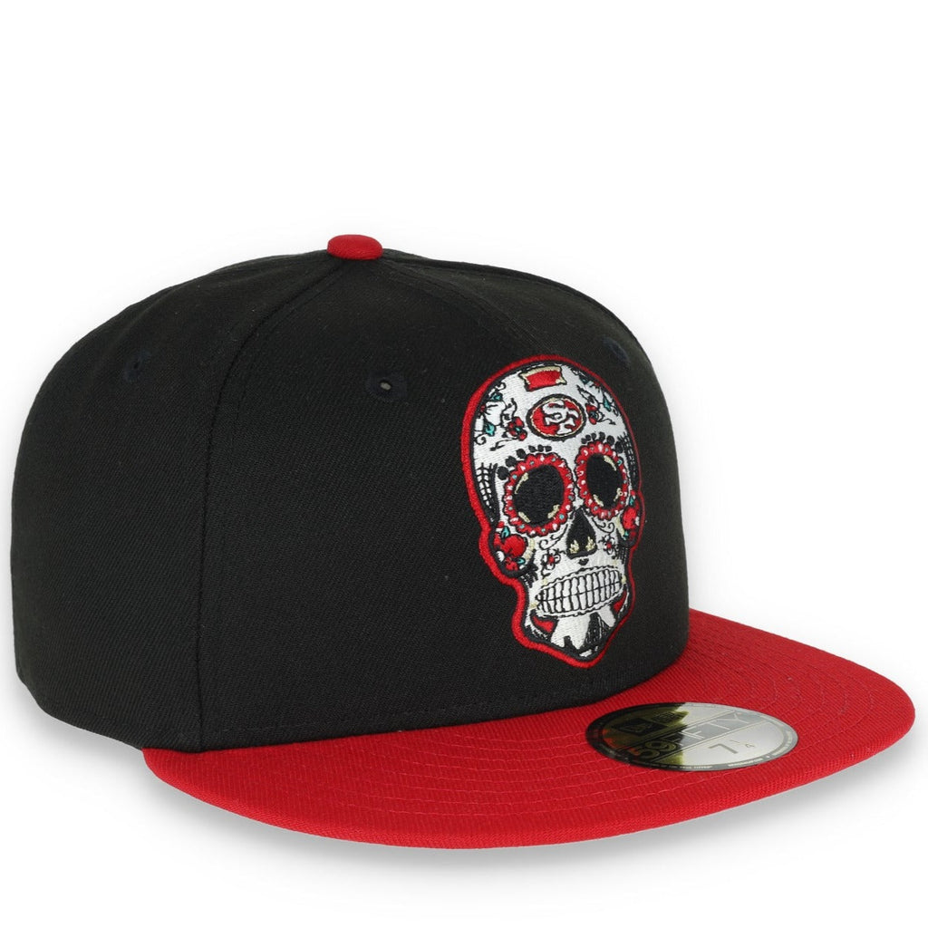 New Era San Francisco 49Ers Sugar Skull 59Fifty Fitted Hat-Black/Scarlet product image 1, provided for visual reference and