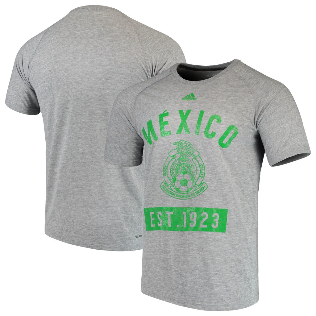 Adidas Mexico National Football Team EST. Logo-Heatherd Grey/Green product image 2, provided for visual reference and