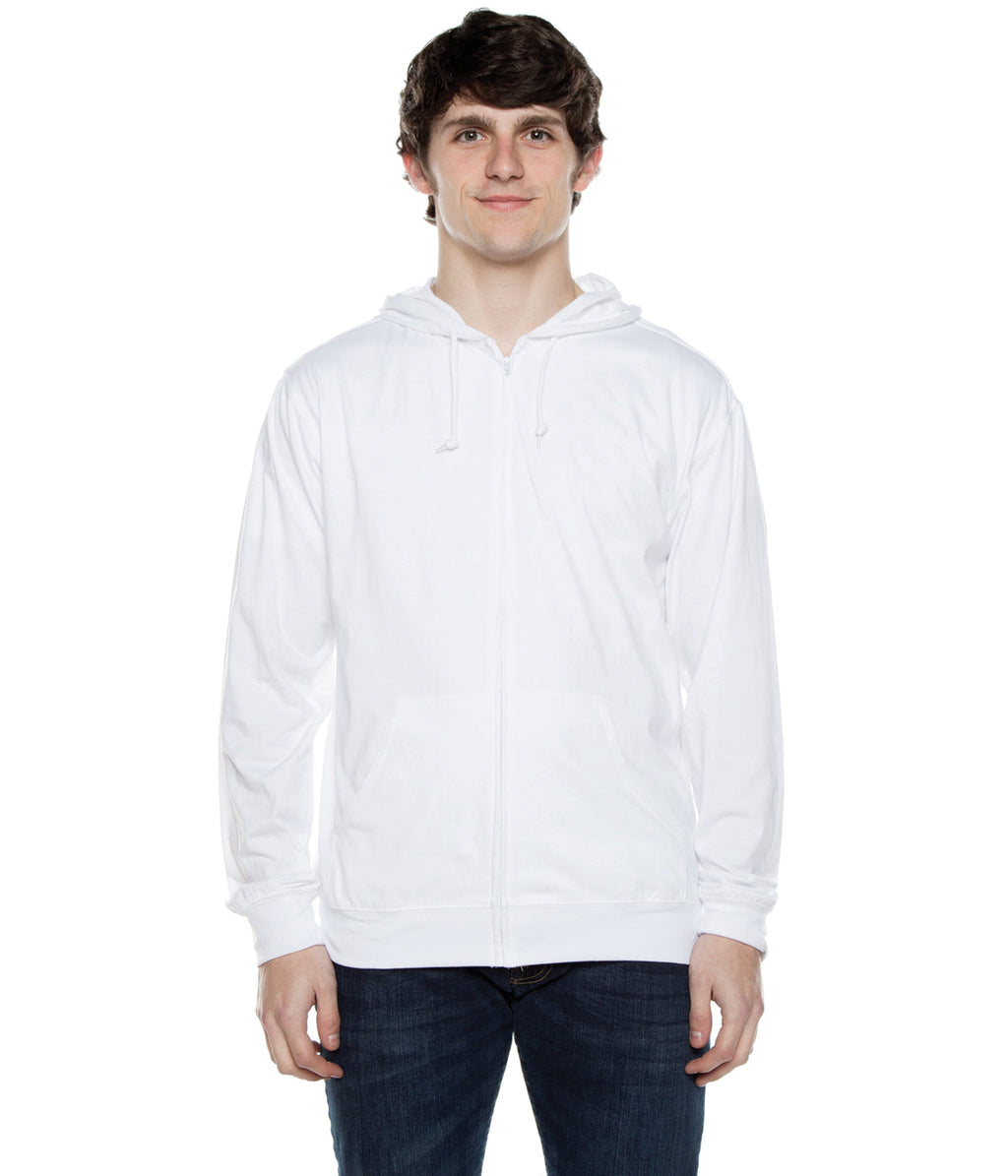 Beach Jersey Zip Hoodie 4.5 Oz-White product image 1, provided for visual reference and product detail review