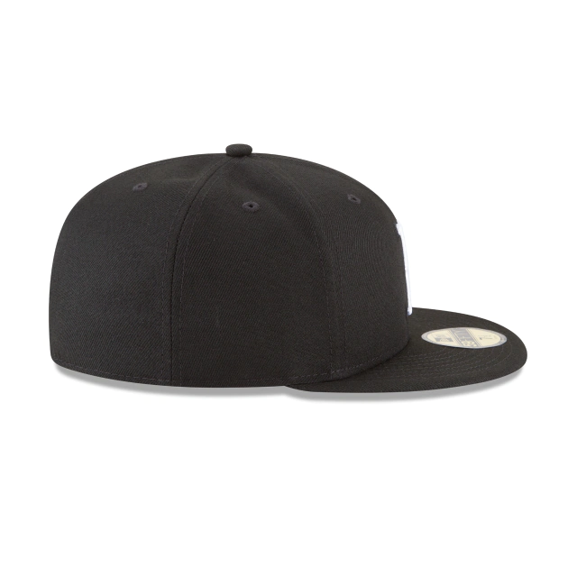 Boston Red Sox New Era Black On White 59Fifty Fitted Hat product image 5, provided for visual reference and product detail