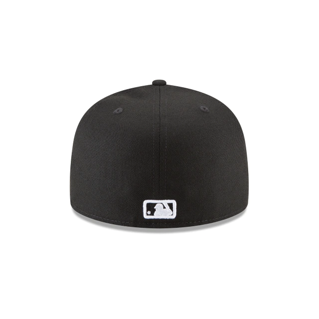 Boston Red Sox New Era Black On White 59Fifty Fitted Hat product image 6, provided for visual reference and product detail