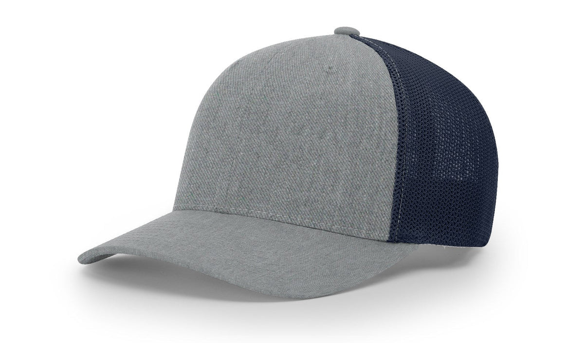 Fitted Trucker with R-Flexfit- Heather Grey/Navy product image 1, provided for visual reference and product detail review