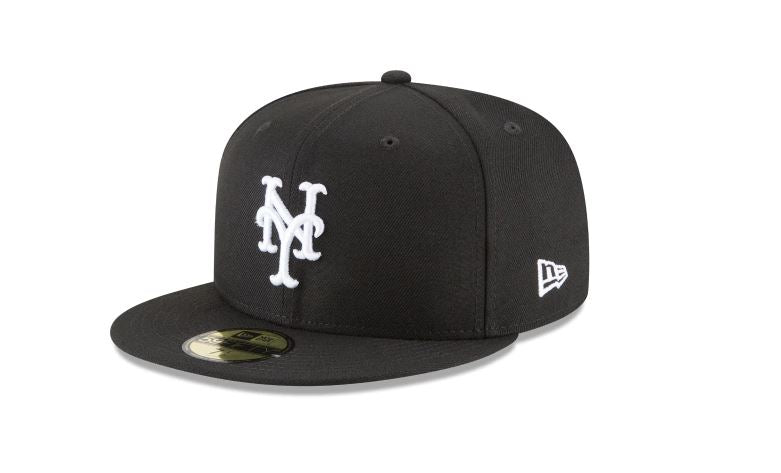 New York Mets New Era Basic Collection Fitted 59Fifty-Black And White product image 1, provided for visual reference and