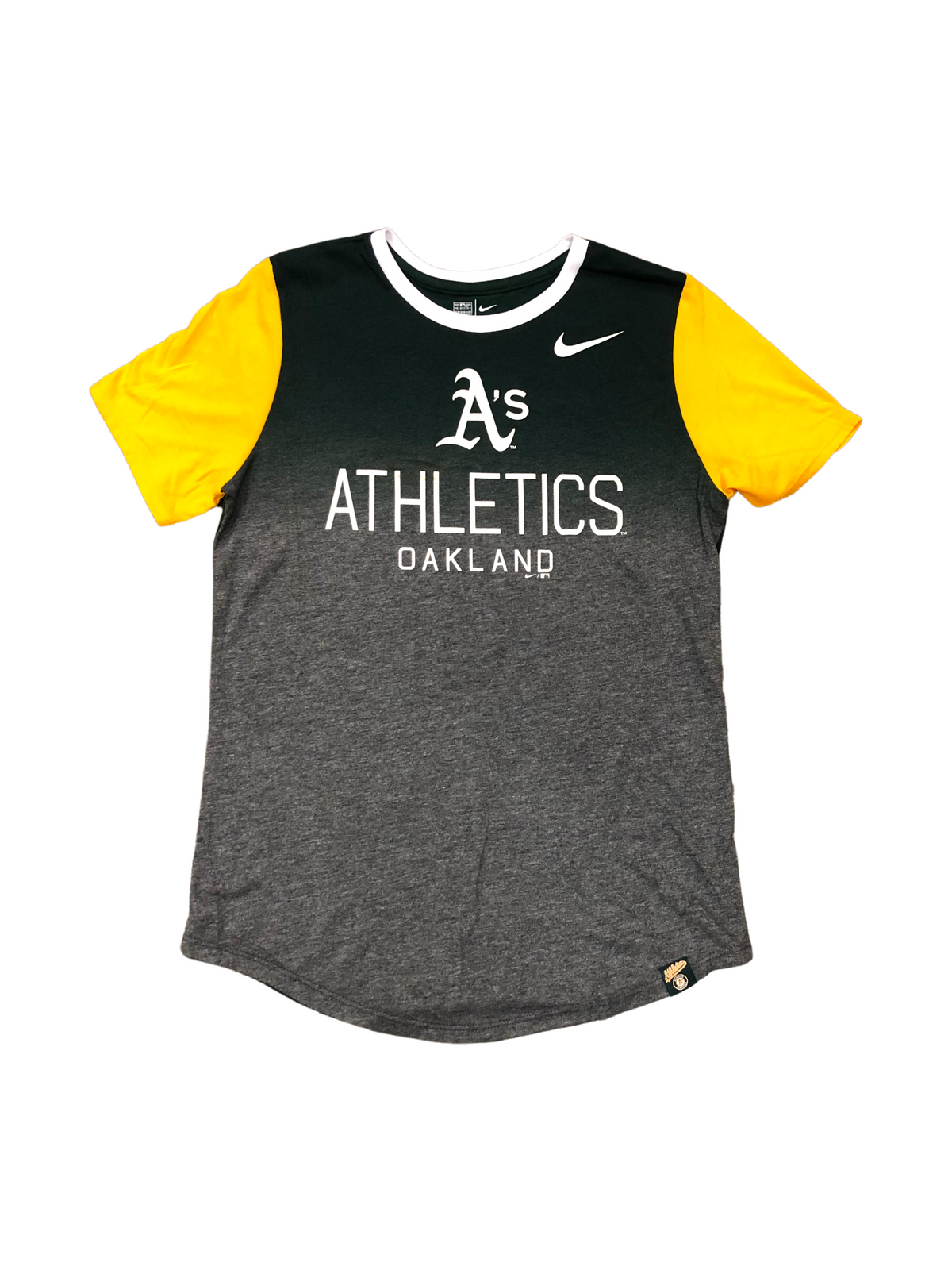 NIKE Women OAKLAND ATHLETICS TSHIRT-TRI COLOR product image 1, provided for visual reference and product detail review