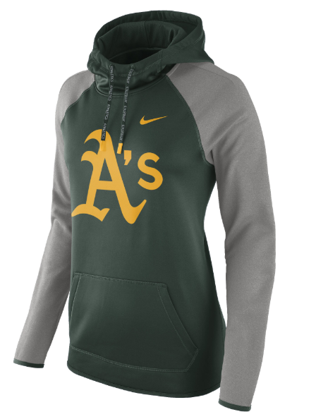 NIKE Women OAKLAND ATHLETICS PERFORMANCE PULLOVER HOODIE product image 1, provided for visual reference and product detail