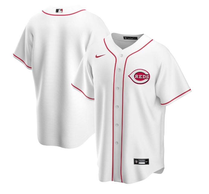 Nike Men Cincinnati Reds White Home 2020 Replica Team Jersey product image 1, provided for visual reference and product