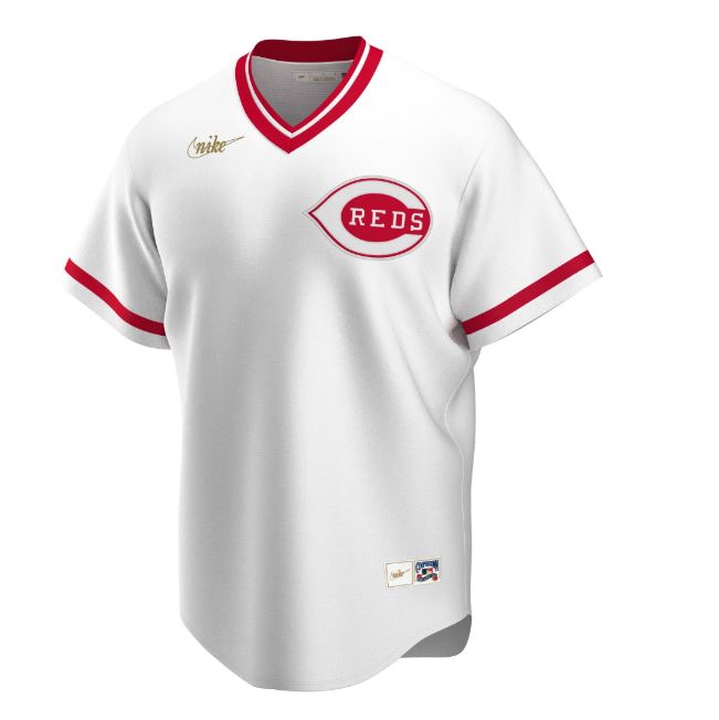 Nike Men Cincinnati Reds White Home Cooperstown Collection Team Jersey product image 2, provided for visual reference and