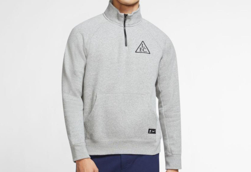 Nike Men Liverpool FC Men 1/2-Zip Mock-Neck Soccer Top-Grey product image 1, provided for visual reference and product