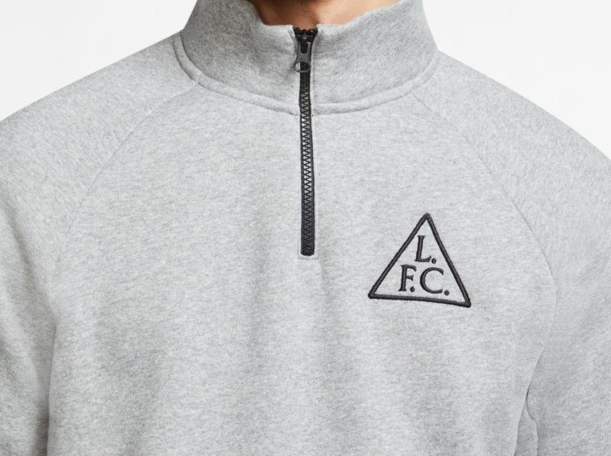 Nike Men Liverpool FC Men 1/2-Zip Mock-Neck Soccer Top-Grey product image 2, provided for visual reference and product