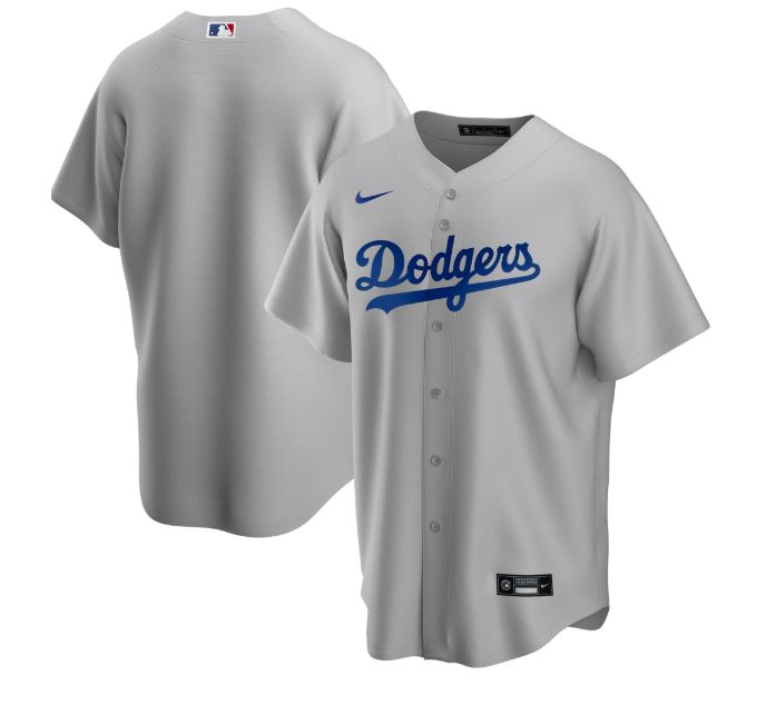 Nike Men Los Angeles Dodgers Gray Alternate 2020 Replica Team Jersey product image 1, provided for visual reference and