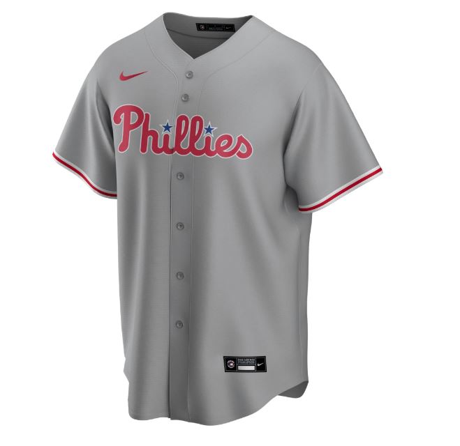 Nike Men Philadelphia Phillies Gray Road 2020 Replica Team Jersey product image 2, provided for visual reference and product