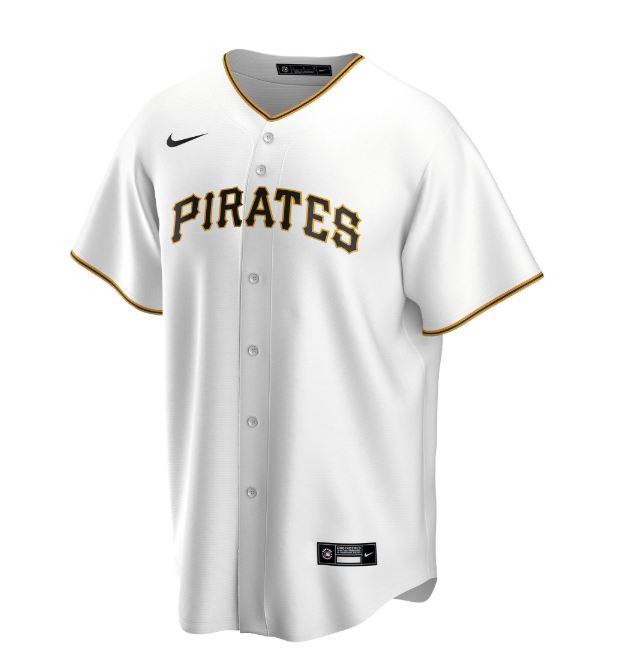 Nike Men Pittsburgh Pirates White Home 2020 Replica Team Jersey product image 1, provided for visual reference and product