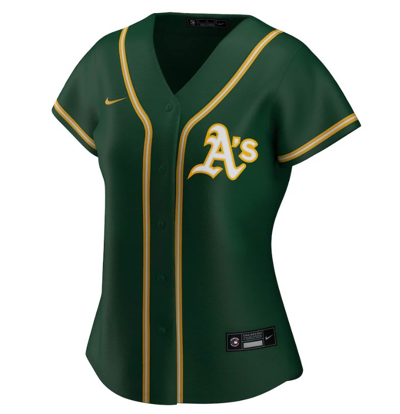 Nike Women Oakland Athletics Green Alternate 2020 Replica Team Jersey product image 2, provided for visual reference and