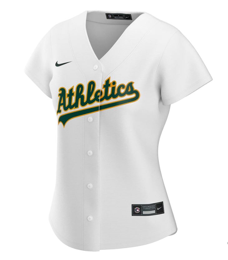 Nike Women Oakland Athletics White Home 2020 Replica Team Jersey product image 2, provided for visual reference and product
