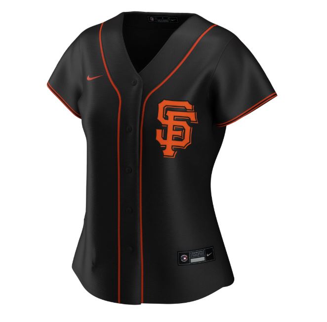 Nike Women San Francisco Giants Black Alternate 2020 Replica Team Jersey product image 2, provided for visual reference and