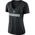 OAKLAND RAIDERS NIKE WOMEN DRI-FIT V-NECK T-Shirt-GREY product image 1, provided for visual reference and product detail