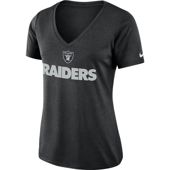 OAKLAND RAIDERS NIKE WOMEN DRI-FIT V-NECK T-Shirt-GREY product image 1, provided for visual reference and product detail