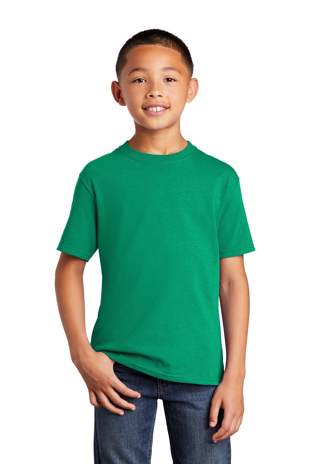 Port & CompanyÂ® Youth Core Cotton T-Shirt- Kelly product image 1, provided for visual reference and product detail review