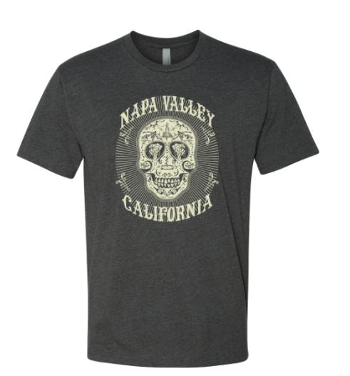 Napa Valley Skull T-Shirt-Charcoal product image 1, provided for visual reference and product detail review