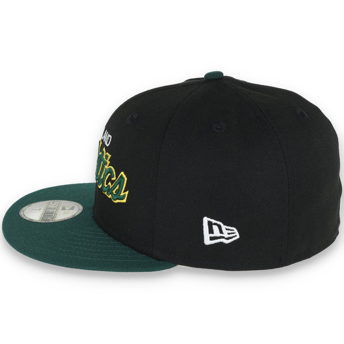 New Era 59Fifty Oakland Athletics SCRIPT CAP- BLK/GRN product image 4, provided for visual reference and product detail