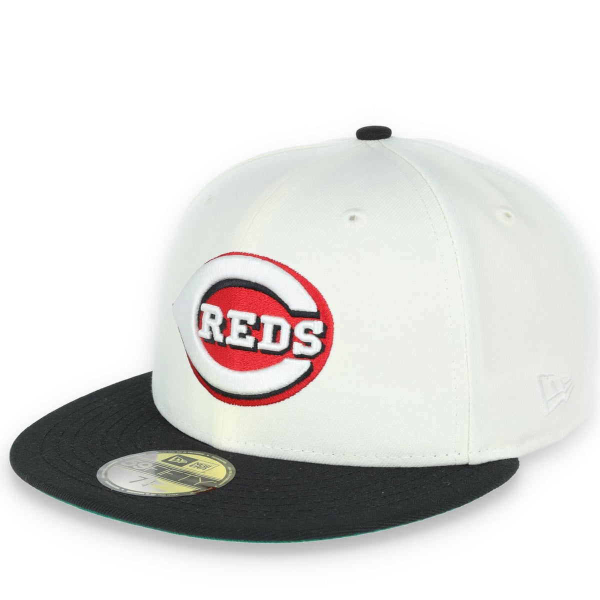 New Era Cincinnati Red Patch 59FIFTY Fitted Ivory Hat product image 1, provided for visual reference and product detail
