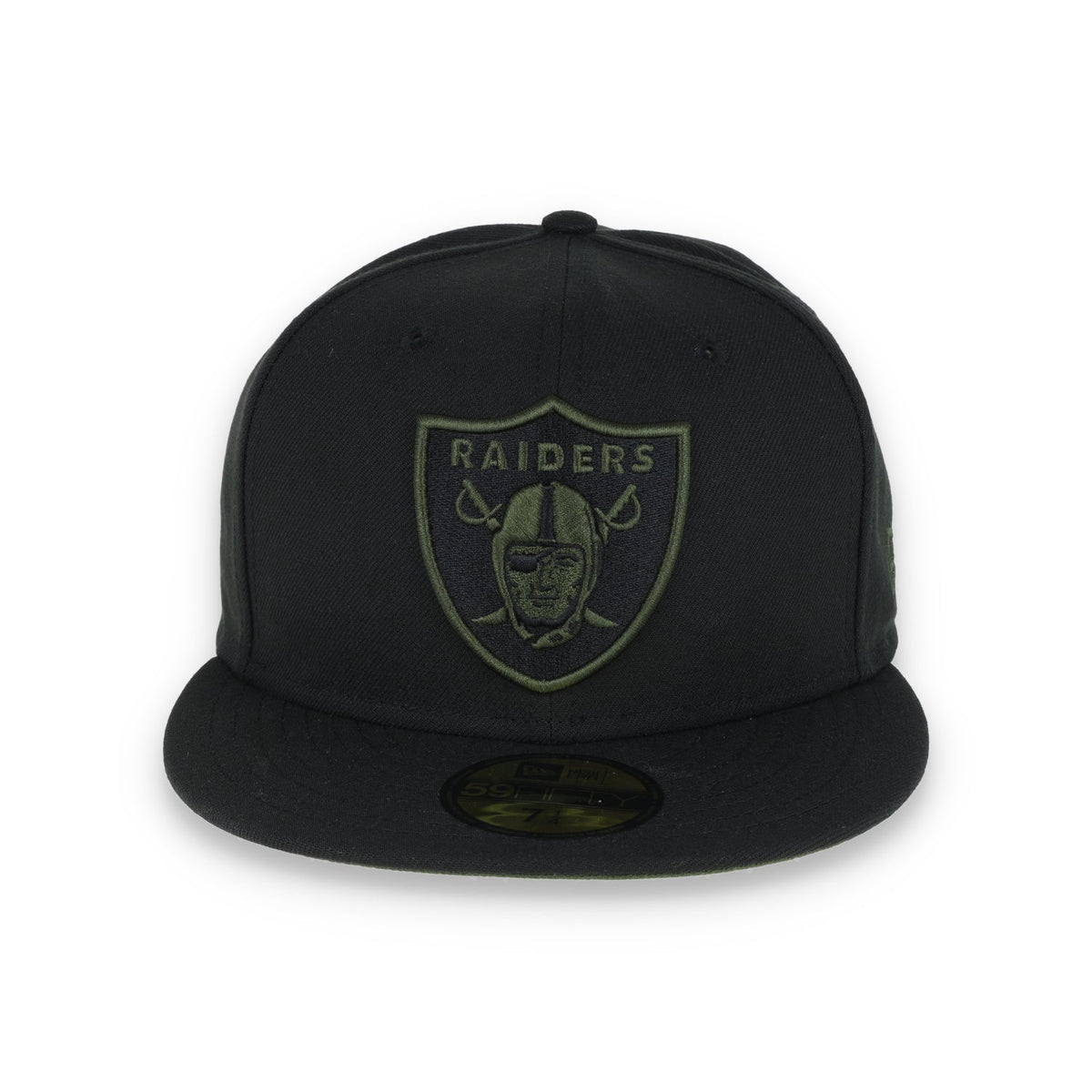 New Era Las Vegas Raiders Shield 59FIFTY Fitted HAT-RIFLE GREEN product image 2, provided for visual reference and product