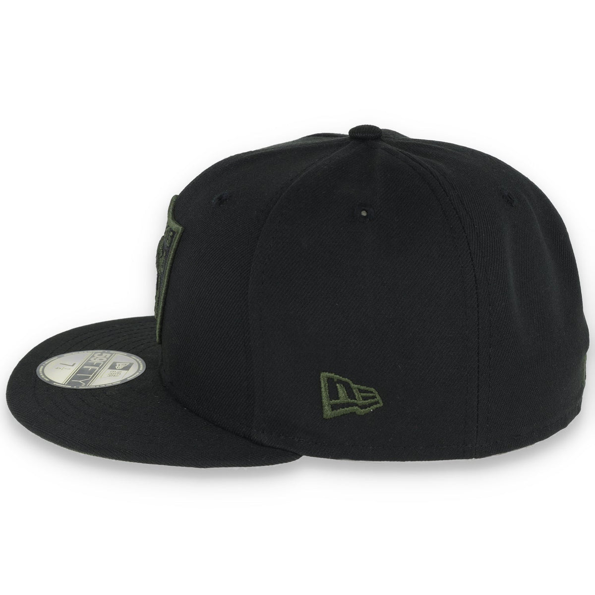 New Era Las Vegas Raiders Shield 59FIFTY Fitted HAT-RIFLE GREEN product image 4, provided for visual reference and product