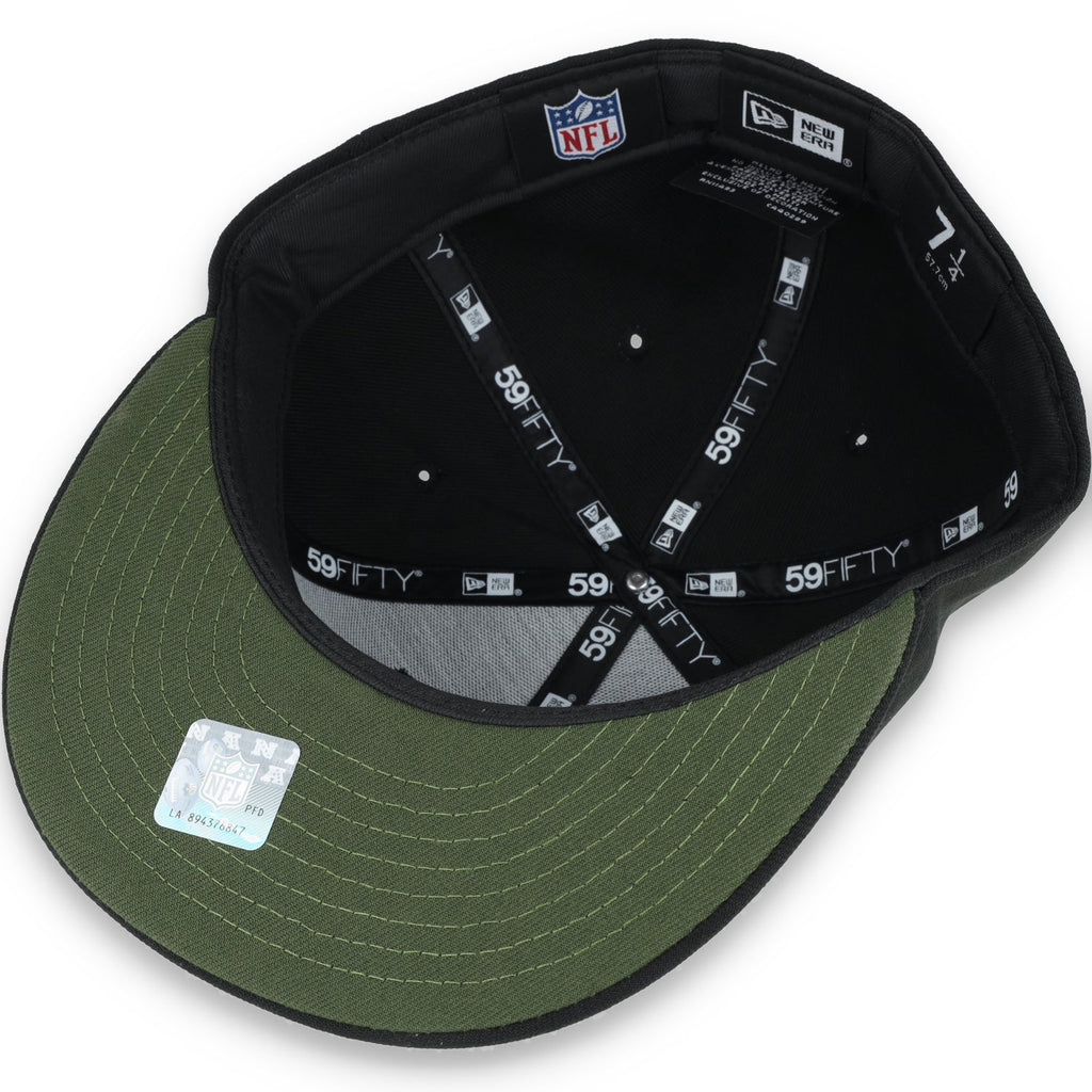 New Era Las Vegas Raiders Shield 59FIFTY Fitted HAT-RIFLE GREEN product image 7, provided for visual reference and product