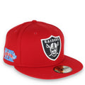 New Era Las Vegas Raiders Shield XVIII Side Patch 59FIFTY Fitted Hat-RED product image 1, provided for visual reference and