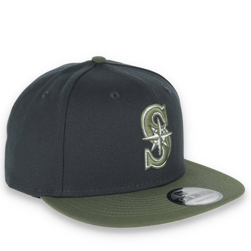 New Era Seattle Mariners 2-Tone Color Pack 9FIFTY Snapback Hat-Grey/Olive product image 1, provided for visual reference and