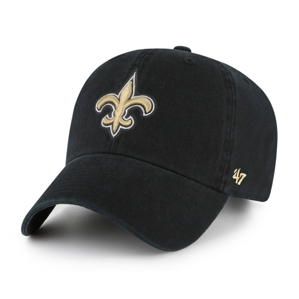 New Orleans Saints '47 Clean Up Black Adjustable Hat product image 1, provided for visual reference and product detail review