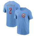 Nico Hoerner Chicago Cubs Alt 2 Baby Blue Nike Player T-Shirt product image 1, provided for visual reference and product