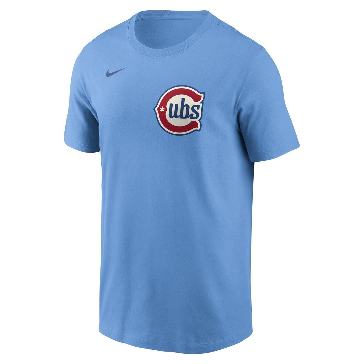 Nico Hoerner Chicago Cubs Alt 2 Baby Blue Nike Player T-Shirt product image 3, provided for visual reference and product
