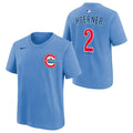 Nico Hoerner Chicago Cubs Alt 2 Blues Youth Player T-Shirt product image 1, provided for visual reference and product detail