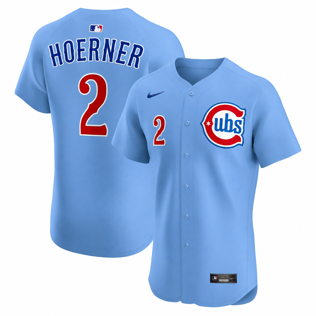 Nico Hoerner Chicago Cubs Nike Men Light Blue 2nd Alternate Replica Jersey product image 1, provided for visual reference