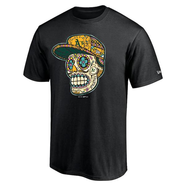 OAKLAND ATHLETICS Men SUGAR SKULL T-SHIRT-BLACK product image 1, provided for visual reference and product detail review