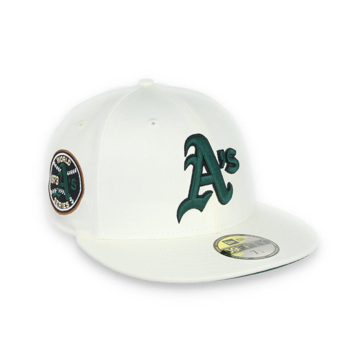 New Era Oakland Athletics 1973 World Series Patch 59FIFTY Fitted-Chrome product image 1, provided for visual reference and