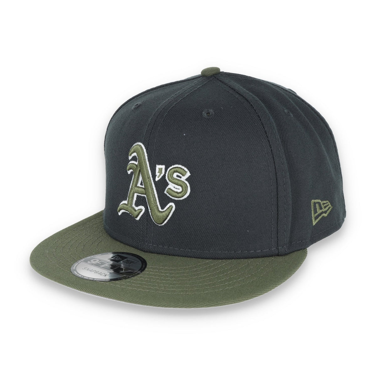 New Era Oakland Athletics 2-Tone Color Pack 9FIFTY Snapback Hat - Grey/Olive product image 3, provided for visual reference