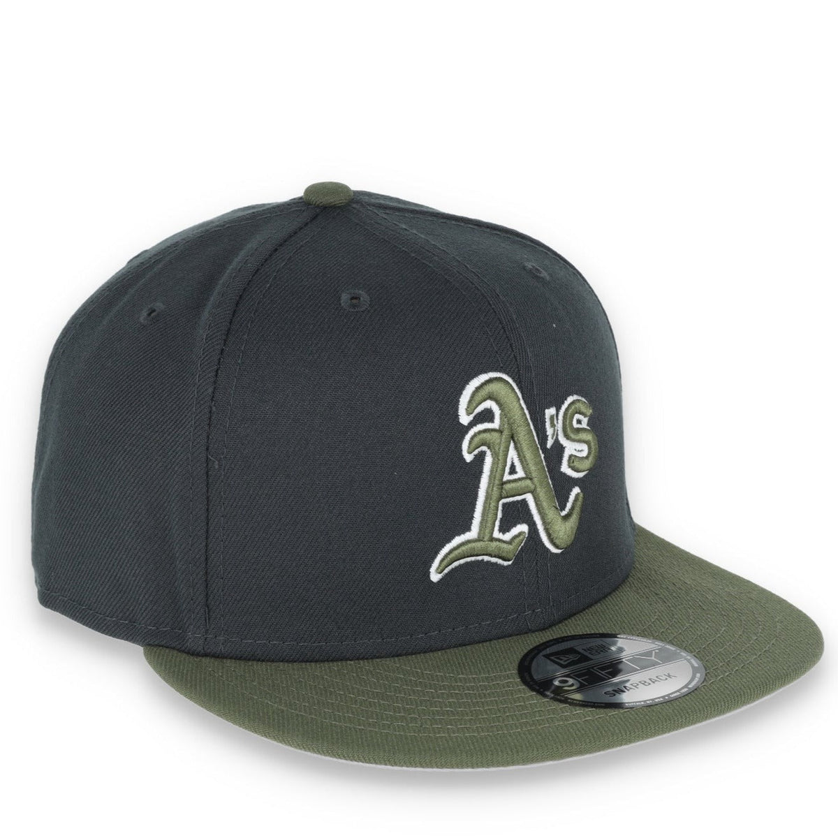 New Era Oakland Athletics 2-Tone Color Pack 9FIFTY Snapback Hat - Grey/Olive product image 1, provided for visual reference
